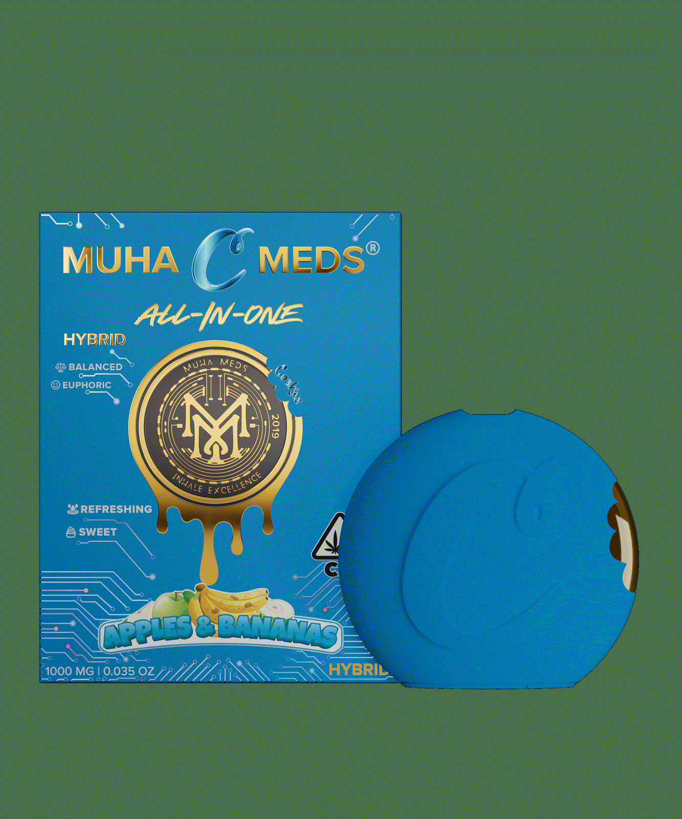 Muha Meds Apples and Bananas 1g, Cookies Collab (Hybrid), Disposables